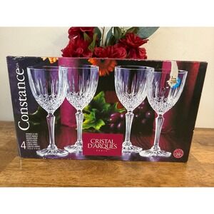 Cristal d'Arques Constance Crystal Wine Glasses Set‎ Of 4 Boxed France